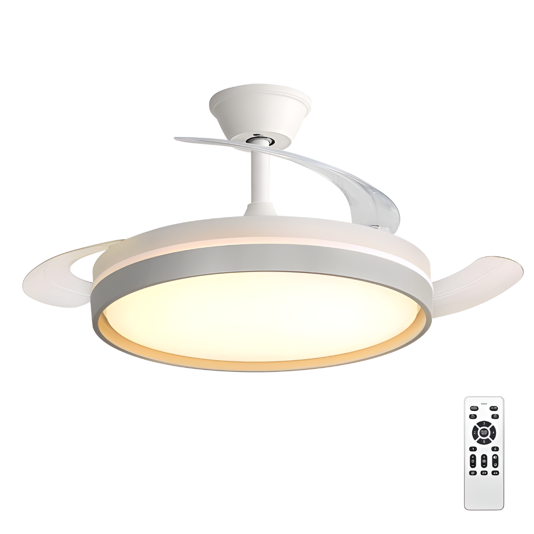 Ventilador de Techo con Luz LED y Aspas Retráctiles — Mando a Distancia